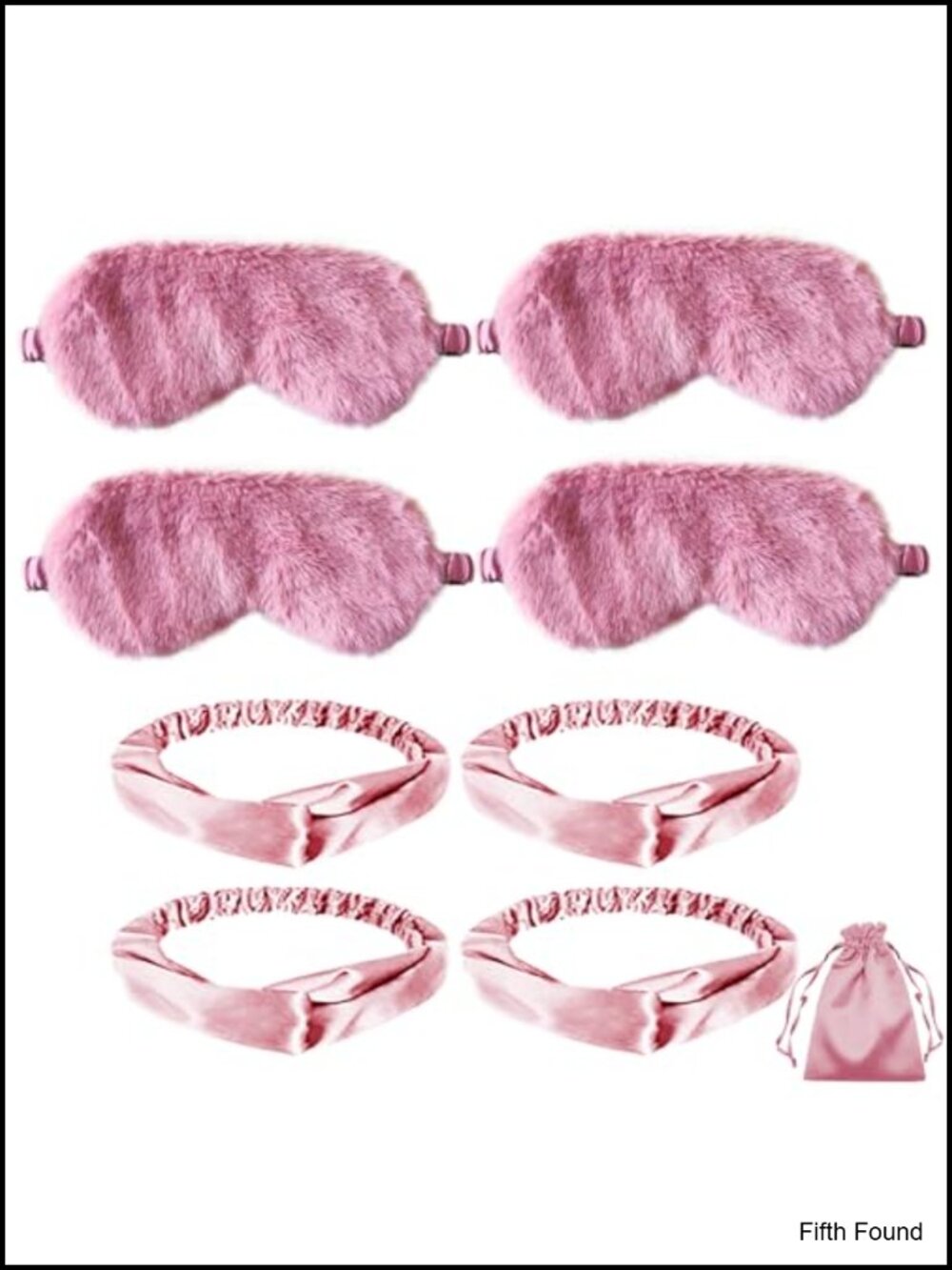 Faux Fur Plush Sleep Mask Set with Satin Headbands & Pouch – Blackout Eye Cover